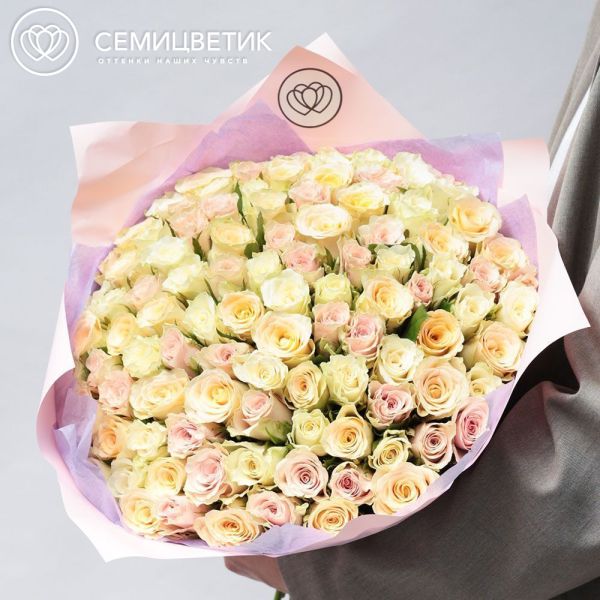 Букет из 101 розы 30 см нежный микс (Кения)