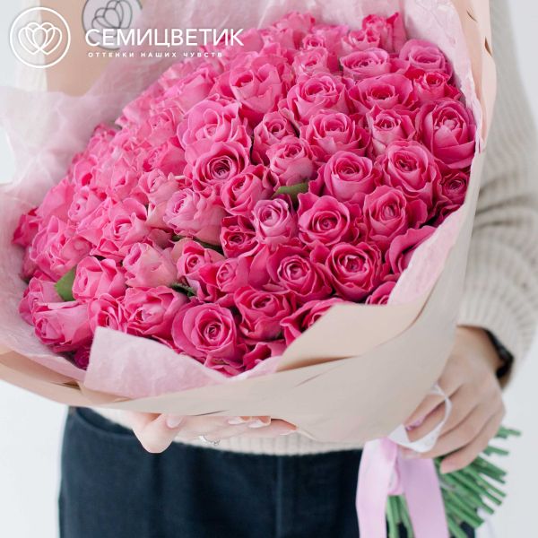 Букет из 75 розовых роз (Кения) 40 см Standart