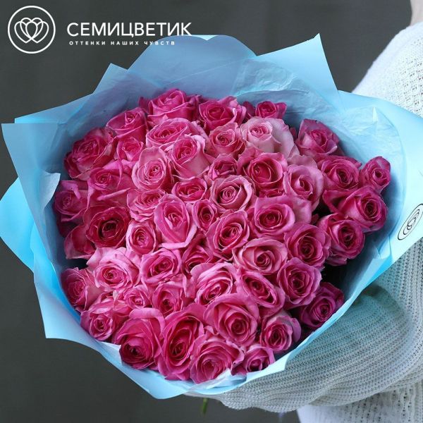 Букет из 51 розовой розы 50 см (Россия)