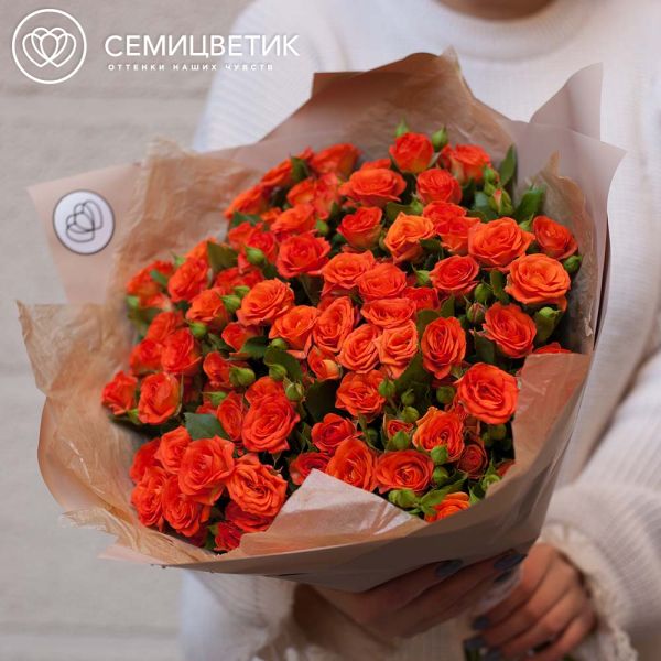 Букет из 23 оранжевых кустовых роз 40 см (Кения)