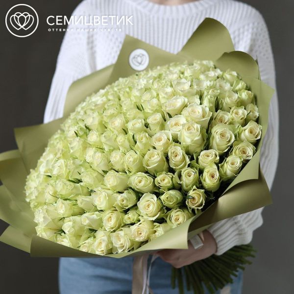 Букет из 151 белой розы 40 см (Кения)