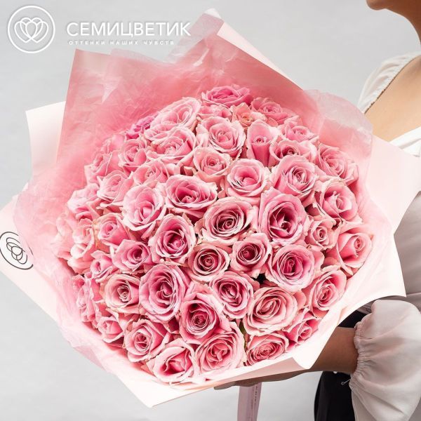 Букет из 51 нежно-розовой розы 40 см (Россия)