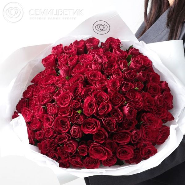 Букет из 101 красной розы 30 см (Кения)