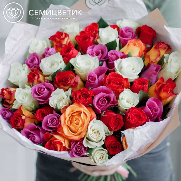Букет из 51 розы микс (Кения) 40 см Standart