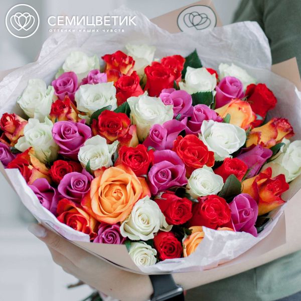 Букет из 51 розы микс (Кения) 40 см Standart
