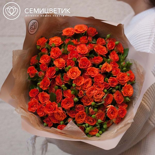 Букет из 23 оранжевых кустовых роз 40 см (Кения)