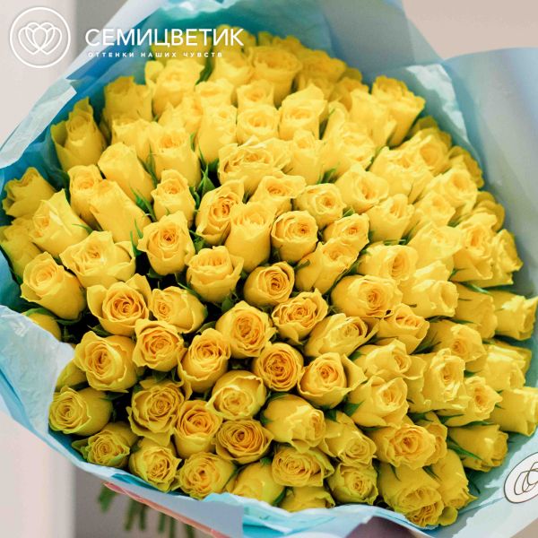 Букет из 101 желтой розы (Кения) 40 см Standart
