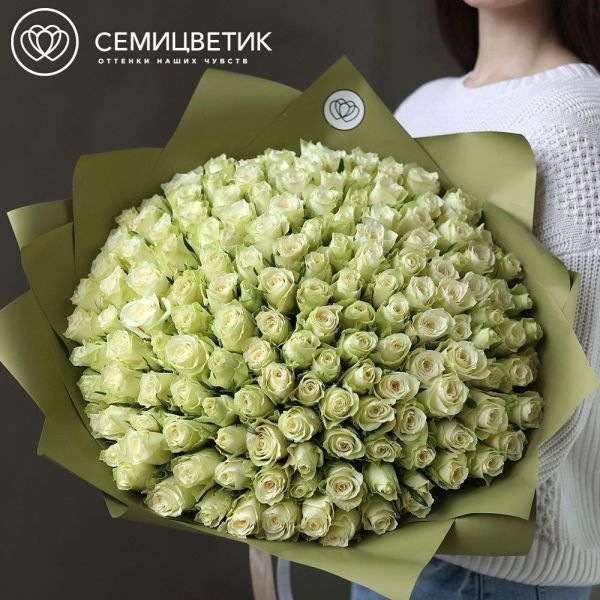 Букет из 151 белой розы 40 см (Кения)