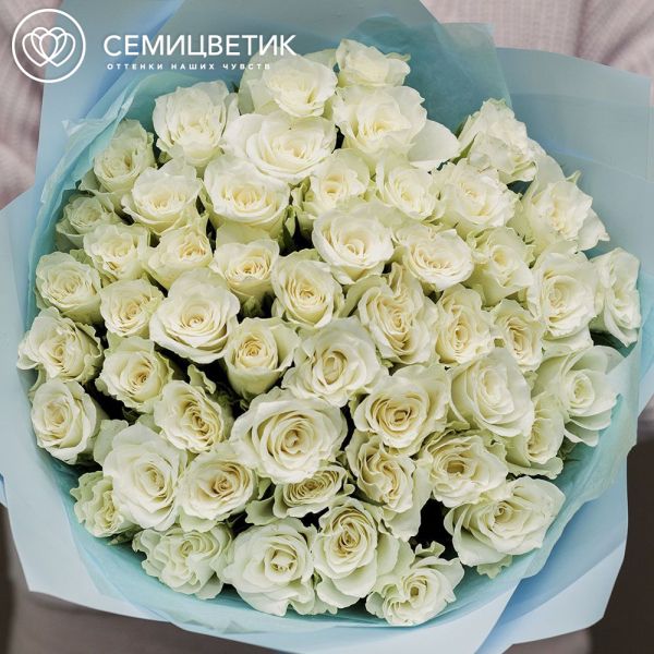 Букет из 51 белой розы 30 см (Кения)