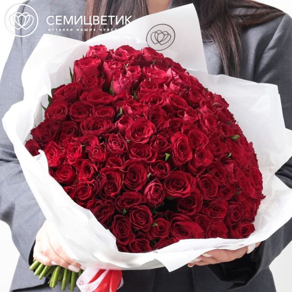 Букет из 101 красной розы 30 см (Кения)